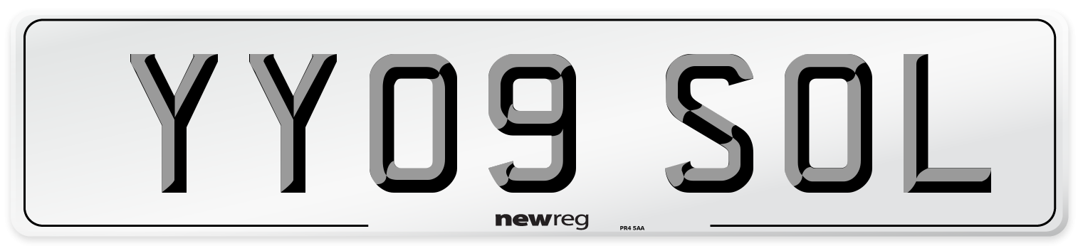 YY09 SOL Number Plate from New Reg